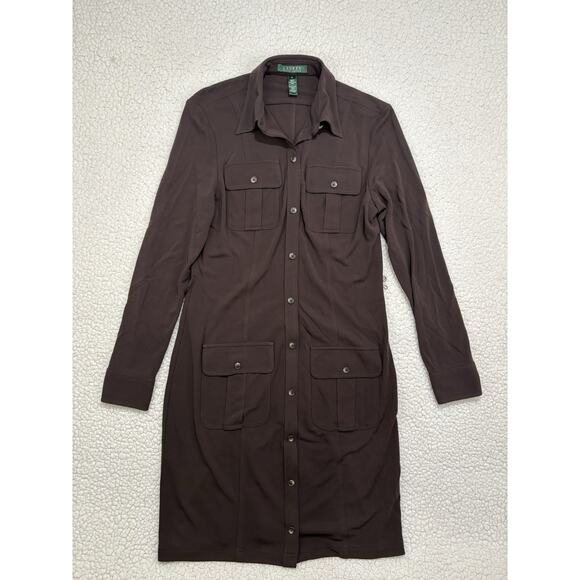 Lauren Ralph Lauren Dresses & Skirts - Lauren Ralph Lauren Shirt Dress Women's S Chocolate Brown‎ Safari Utility Midi